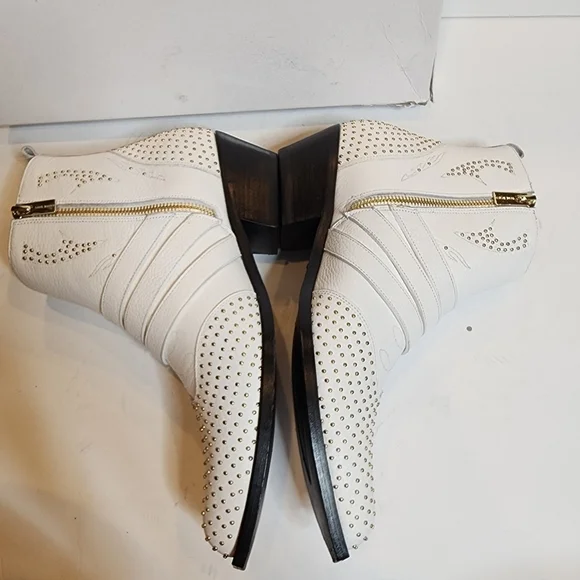 Anine Bing Penny Bootie White Leather Gold Studs. New with box. EU Size 41.